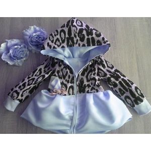 Maat 74 Zomerjas l;icht blauw panterprint jas baby en kind Jas met bloem en leopard print kinderjas dierenprint babyblauw