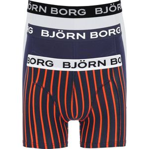 Björn Borg boxershorts Core (3-pack) - heren boxers normale lengte - blauw - wit en blauw met rood gestreept -  Maat: S