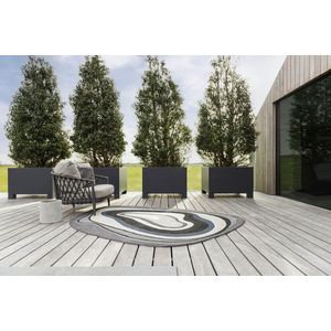 Brink en Campman - Brink en Campman Habitat Aura Grey Outdoor 477304 Vloerkleed - 160x230  - Ovaal - Buiten,Laagpolig Tapijt - Modern - Meerkleurig