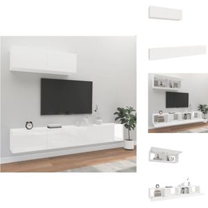 vidaXL TV-Meubel Set - Hoogglans Wit - 100 x 30 x 30 cm - 3 Stuks - Kast