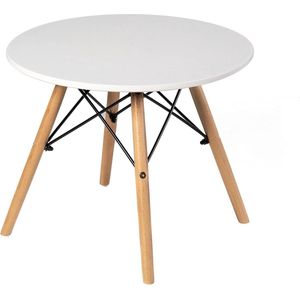 Goodfinds - Moderne salontafel - Scandinavische salontafel van hout met poten van hout en metaal - Beuken - Kunstof - Metaal Wit - 50 x 50 x 42 cm - Salontafel - Laptoptafel - Koffietafel - Woonkamertafel