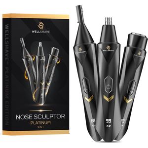 Wellshave 3 in 1 Neustrimmer Platinum - All In One Wenkbrauw en Oorhaar trimmer - Neustrimmer Mannen - Wenkbrauw Trimmer - Neushaartrimmer