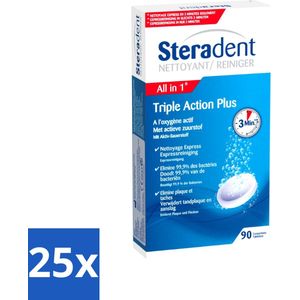 Steradent Triple Action Plus Kunstgebit Reiniger 90 tabletten - Bulkverpakking - 25 stuks