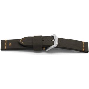 Horlogeband H128 Bison Leder Zwart 22 mm