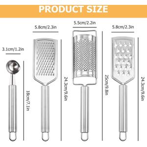 Set van 4 raspenset Gemberrasp Zesterrasp van roestvrij staal Zesterrasp van roestvrij staal Parmezaanrasp van roestvrij staal Handrasp voor groenten, fruit, wortelen, knoflook, uien,