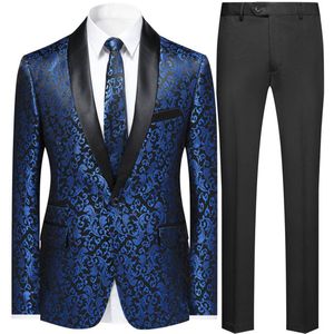 Allthemen Heren Pak Eenknops Middenspleet - Sjaalkraag Paisley Elegante sjaalkraag - S