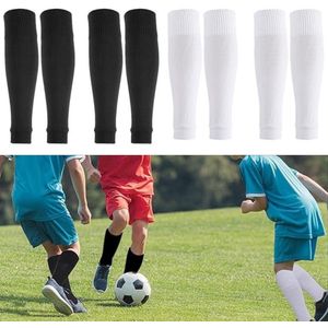 4 stuks - Heren voetbal beenbeschermers - Halflange voetbalsokken - Stretch voetbalsokken - Geschikt voor voetbal basketbal 37cm (Wit + Zwart)