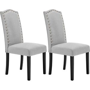 Rootz Set van 2 eetkamerstoelen - stoelen met hoge rugleuning - massief houten stoelen - comfortabele linnen bekleding - duurzaam en stevig - vloerbescherming - 47 cm x 103 cm x 63 cm