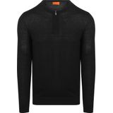 Suitable - Crew Zip - Merino - Zwart - Pullover - Schipperstrui met Rits