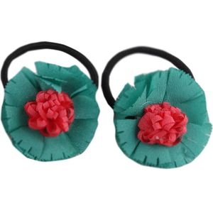 Jessidress Elastiekjes Meisjes Haar Elastieken met haarbloemen - Groen