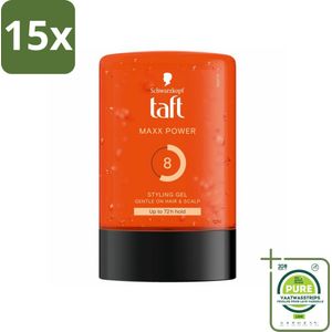 15 x Taft - Maxx Power 8 - Styling Gel - Langdurige fixatie - 300 ml - Grootverpakking - Haar Gel - Styling Gel - Taft Gel - Sterke Hold - Langdurige Fixatie