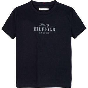 Tommy Hilfiger - Tommy Script Tee - Donkerblauw - T-shirt - Korte Mouwen