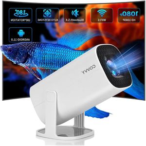 Draagbare mini-projector met wifi 6BT 5.4 en Android 11.0 - automatische keystone-correctie - 180 graden draaibare Smart Home Cinema projector - telefoon/tv-stick/laptop. Beamer