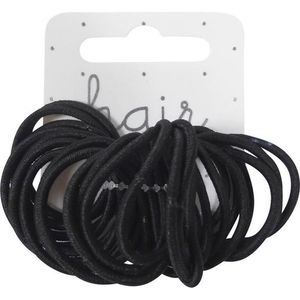 Zwarte haarelastiekjes haaraccessoire - 24 stuks - zonder metaal