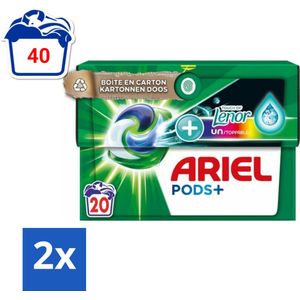 Ariel Original - Touch of Lenor Unstoppables - Wasmiddelcapsules - Pods+ - Gekleurde Was - 20 Wasbeurten - Voordeelverpakking - 2 stuks