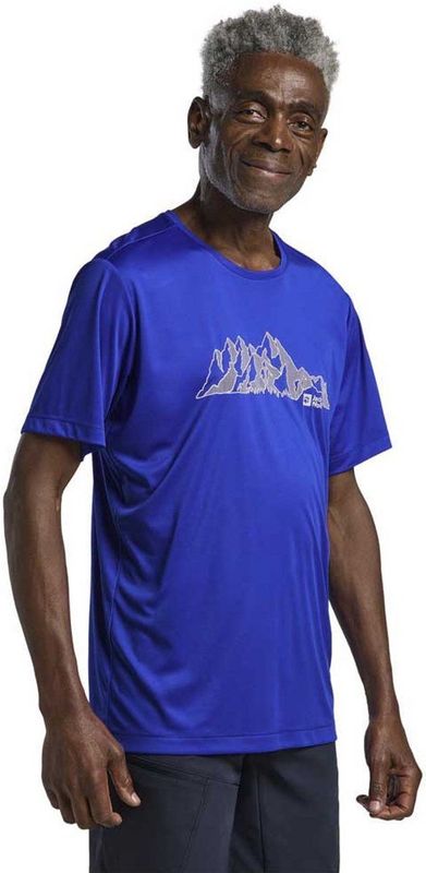 Jack Wolfskin - Peak Graphic - T-shirt - Blauw - Korte Mouwen - 100% Gerecycled Polyester