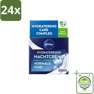 NIVEA - Nachtcrème - Essentials Hydraterend - Voor normale tot gemengde huid - Met Lotusextract, Waterlelie-extract, Vitamine E & Provitamine B5 - 50 ml - Voordeelverpakking - 24 stuks - Nivea Essentials - Nachtcrème