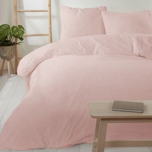 Decoware teddy fleece dekbedovertrek - licht roze - lits-jumeaux - 240x220 cm - 60x70 cm - kussenslopen