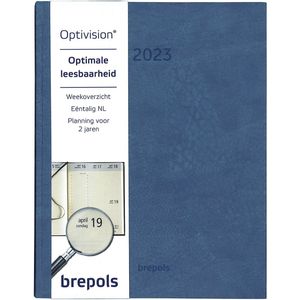 Brepols Agenda 2023 - LUCCA - Optivision NL  - Optimaal leesbaar - 17,1 x 22 cm - Blauw