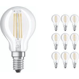 Voordeelpak 10x Ledvance CLASSIC LED E14 Peer Filament Helder 4.2W 470lm - 927 Zeer Warm Wit | Beste Kleurweergave - Dimbaar - Vervangt 40W