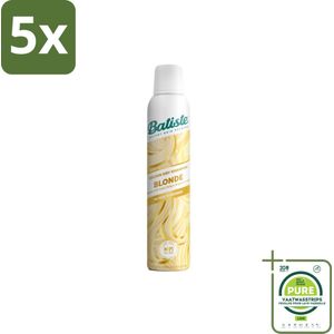 5 x Batiste - Hint of Colour Light Blond - Droogshampoo - Verfrist en Verlevendigt Lichtblond Haar - 200ml - Grootverpakking - Droogshampoo - Blond Haar - Haarverf - Haarverfrisser - Haarvolume