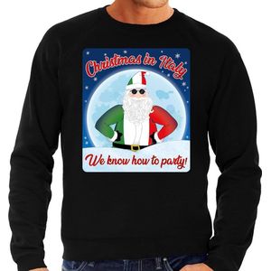 Foute Italie Kersttrui / sweater - Christmas in Italy we know how to party - zwart voor heren - kerstkleding / kerst outfit XL