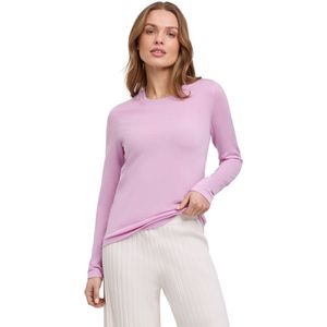 FALKE Basic New Merino Crew Neck elegante klassieker wol trui dames roze - maat L