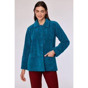 Woody kamerjas dames doorknoop - groenblauw - 252-10-MOW-C/795 - maat XXL