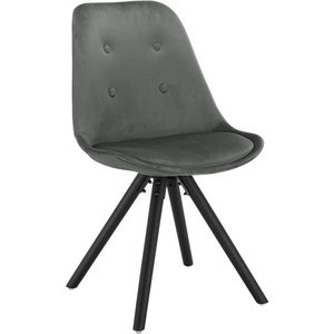 1 Piece Eetkamerstoel Seat Made Of Velvet Kitchen Chair Wooden Frame Dark Grey