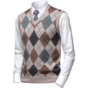 Dikke Argyle trui vesten V-hals gebreide mouwloze trui herfst winter warme tanktops
