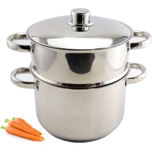 Royalty Line® C6L Stoompan Inductie - 6 Liter / Ø 22 cm - Soeppan Voor Alle Warmtebronnen - RVS Deksel met Couscous Pan