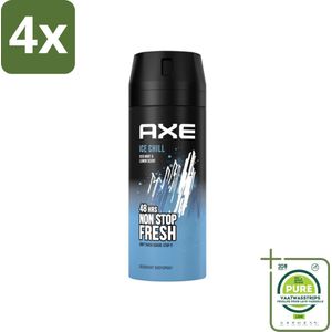 Axe - Deodorant Bodyspray - 48hrs Fresh - Ice Chill - Iced Mint & Lemon - 150 ml - Voordeelverpakking - 4 stuks - Deodorant - Axe