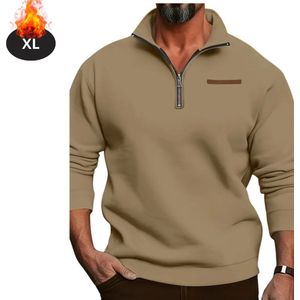 Bovista Quarter Zip Heren - Sweater - Sweaters - Hoodie - Warme Trui - Vest - Lang - Coltrui - Kameel - S