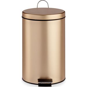 Pedaalemmer/vuilnisbak metaal 7 liter inhoud goud kleur