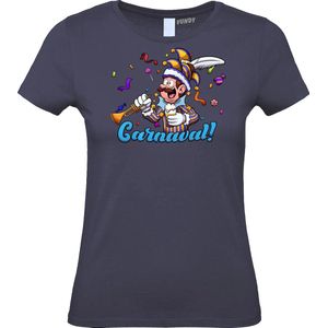 Dames T-shirt Carnavalluh | Carnaval | Carnavalskleding Dames Heren | Navy | maat XS