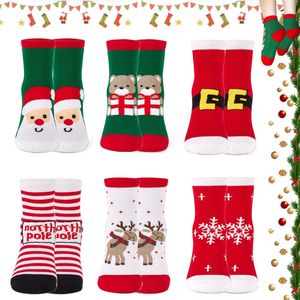 6 stuks - Kerstsokken - Warme kinderkerstkousen - tot halverwege de kuit - Kinderkerstkous cadeaus - Verdikte warme katoenen kousen - Leuke kerstcadeaus voor kinderen - warme winterkousen - Kerstcadeaus geschikt voor kinderen van 7-10 jaar
