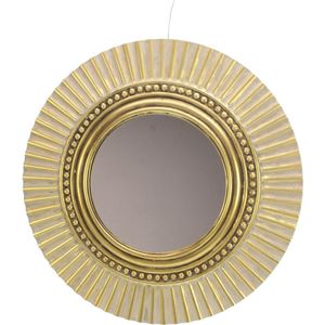 Spiegel rond antiek goudkleur metaal Ø35x1,5cm