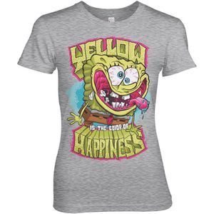 Spongebob Yellow Is The Color Of Happiness Girly Tee Damen T-Shirt Heather-Grey-M