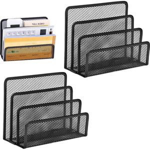 Bureau-organizer van hout - 2 stuks bureau-ordners voor brieven, ansichtkaarten, posthouders, brochures