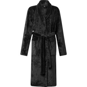 Lunatex - dames badjas - coral fleece - antraciet - XL/XXL