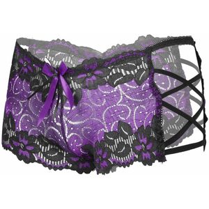 Sexy ondergoed - Sexy Lingerie - Kanten Ondergoed - Small - Ondergoed met bandjes - Paars met zwart - Polyester - CHPN