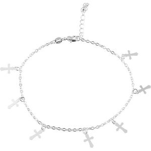 Fako Bijoux® - Enkelbandje - Enkelsieraad - Kruisjes - Verzilverd
