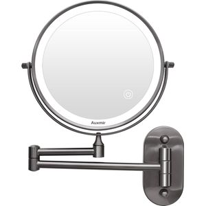 Cosmetische spiegel led verlicht met 1 x / 10 x vergroting, dimbare make-upspiegel met aanraakschakelaar, USB-oplaadbaar, scheerspiegel, 360 graden draaibaar, wandmontage, voor badkamer, spa en