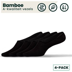 Bamboosa - 4 paar Joshua Bamboe Footies - Maat 35-38 - Zwart - Anti-transpirant - Sneakersokken voor frisse voeten