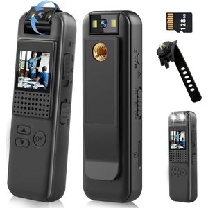 MKSS® Bodycam - Action Cam - Spycam - Bewegingsdetectie - 180º Draaibare Lens - Bodycam Politie - Full HD - Zwart