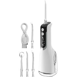 Elektrisch tandenreinigingsapparaat - Waterflosser met 5 standen - Gevoelige tanden reiniger - Voor thuisgebruik - ABS materiaal - Wit - Compact formaat