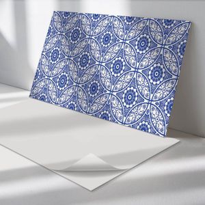 Wallfluent Vinyl Wandpaneel - Bloemenmotiefpatroon PVC Muurpaneel - 120 cm x 60 cm - Blauw PVC wandpaneel - 1 stuk - Rechthoekig Wandbekleding Vinyl - Patroon Wandpaneel - Zelfklevende Wandbekleding - Wandpaneel Keuken en Badkamer