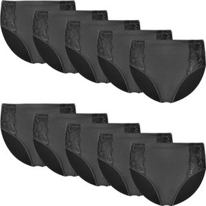 Fine Woman - 9039 - Dames Slip - Zwart - 9-pak - Elastisch Katoen