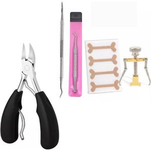 Ingegroeide teennagel Complete 5-in 1 set | Gereedschap om ingegroeide nagels te verhelpen + Nageltang Nagelknipper | Nagellifter / Corrector Pleister | Kalknagel Kalknagels Nagellifter lifter Pedicure | Nagelbeugel Nagelbeugeltjes