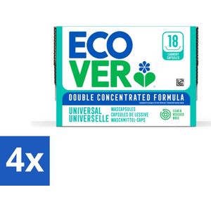 Ecover - Wascapsules - Universal - Lilac & Rescued Rose - 18 Capsules - Voordeelverpakking - 4 stuks